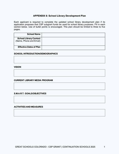 Appendix 6: School Library Development Plan